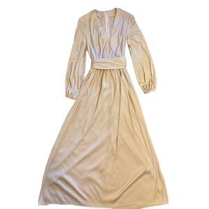 VTG Glam Lilli Diamond Powder Pink Empire Waist Maxi Dress Gown‎ M Flowy Boho